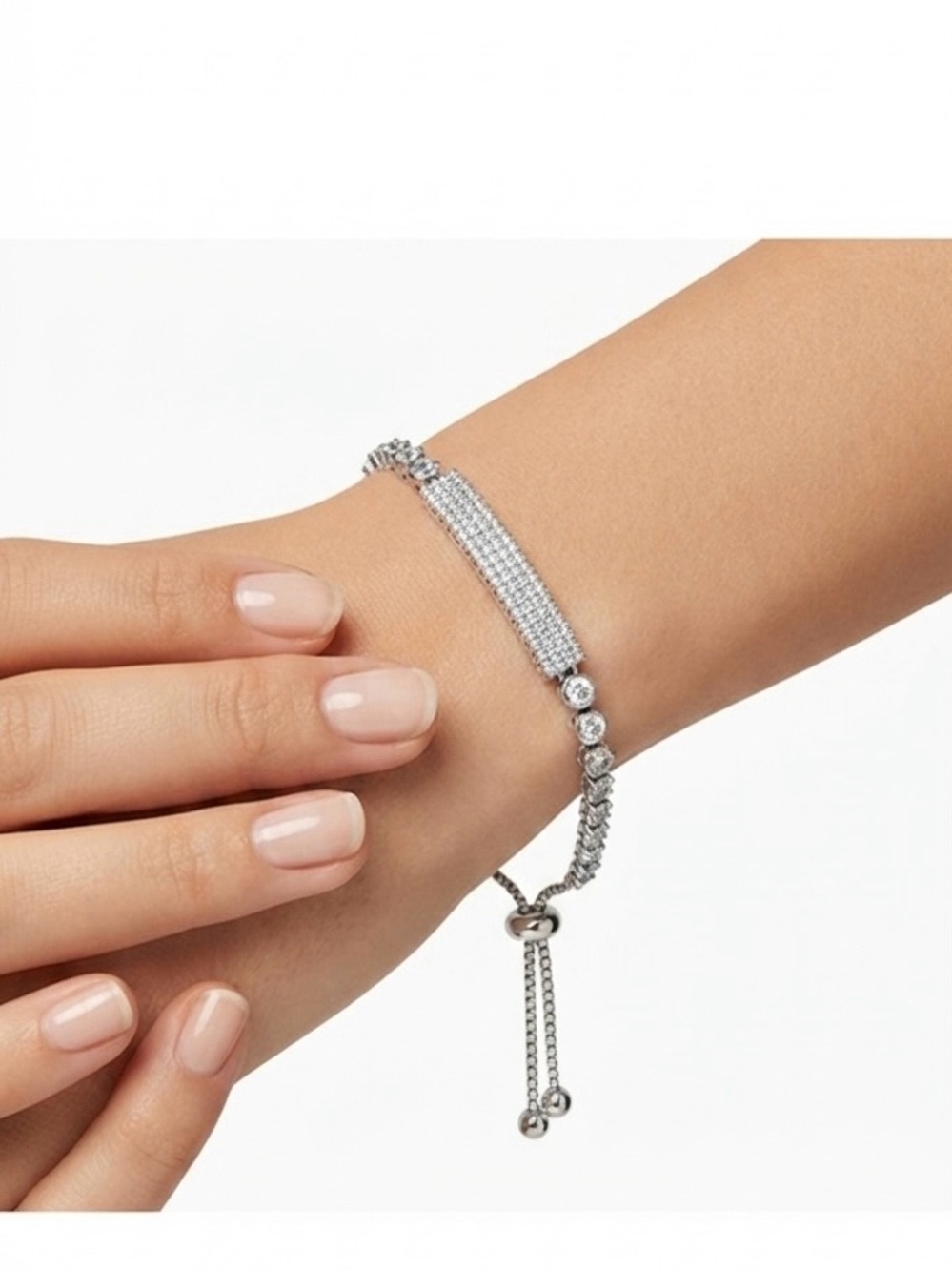 Elegant Tennis Diamond like Silver Bracelet